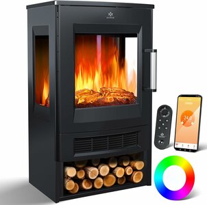 Kesser Kamin zwart elektrische sfeerhaard Wifi - 900/1800 W - 75 m3